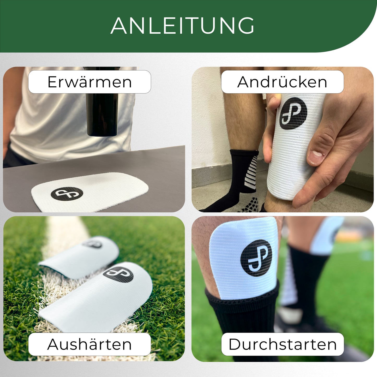 Premium Schienbeinschoner anpassbar, Individuell anpassbare Schienbeinschoner 15x10 cm weiß