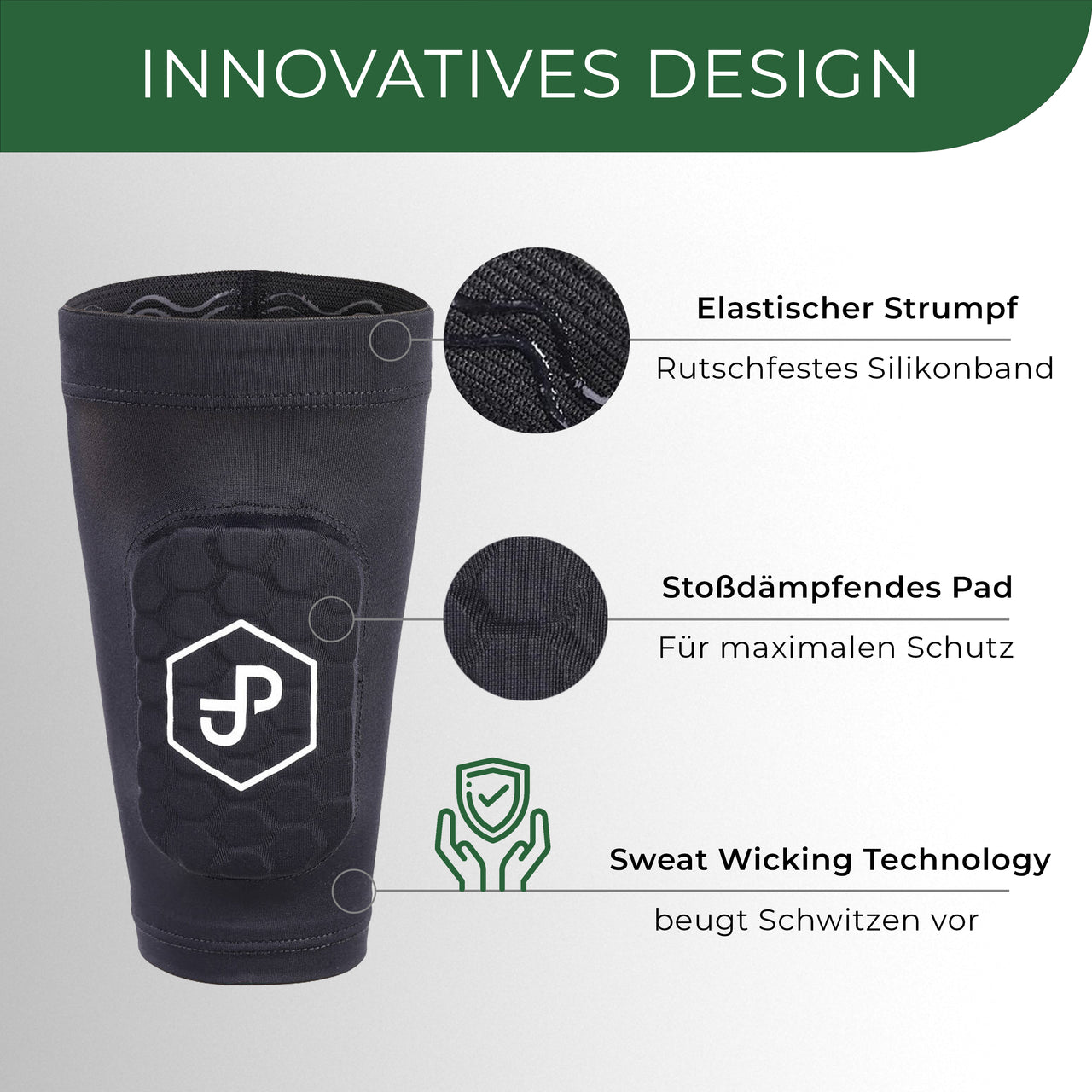 Premium Schienbeinschoner 3in1, Schienbeinschoner mit Strumpf