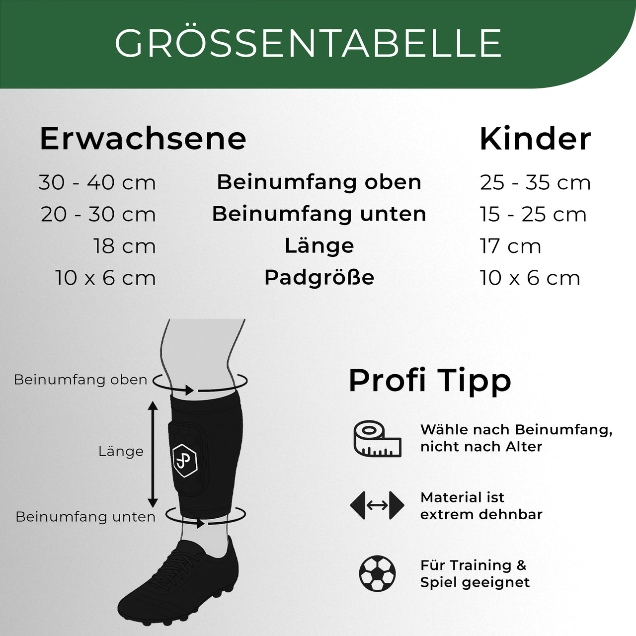 Premium Schienbeinschoner 3in1, Schienbeinschoner mit Strumpf