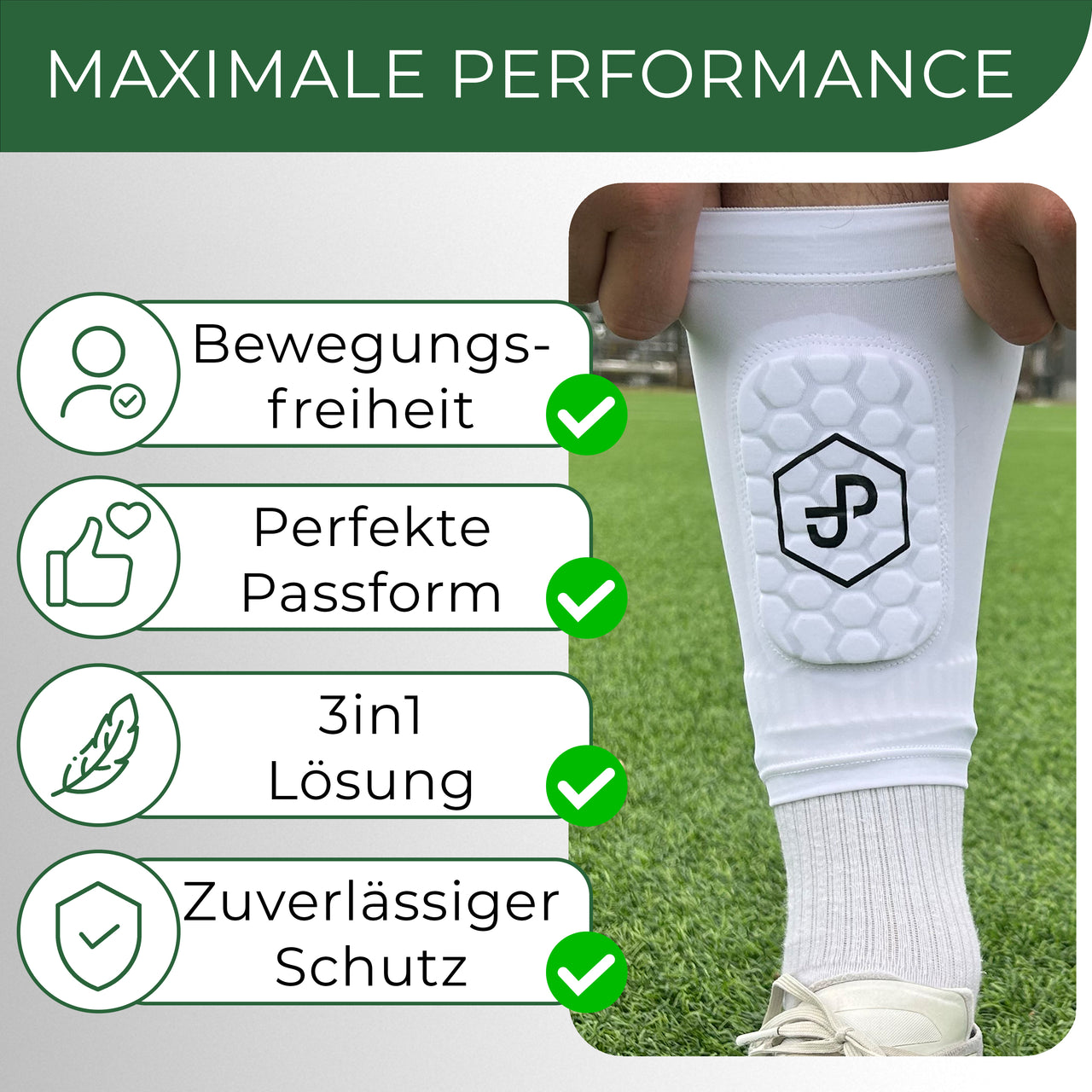 Premium Schienbeinschoner 3in1, Schienbeinschoner mit Strumpf